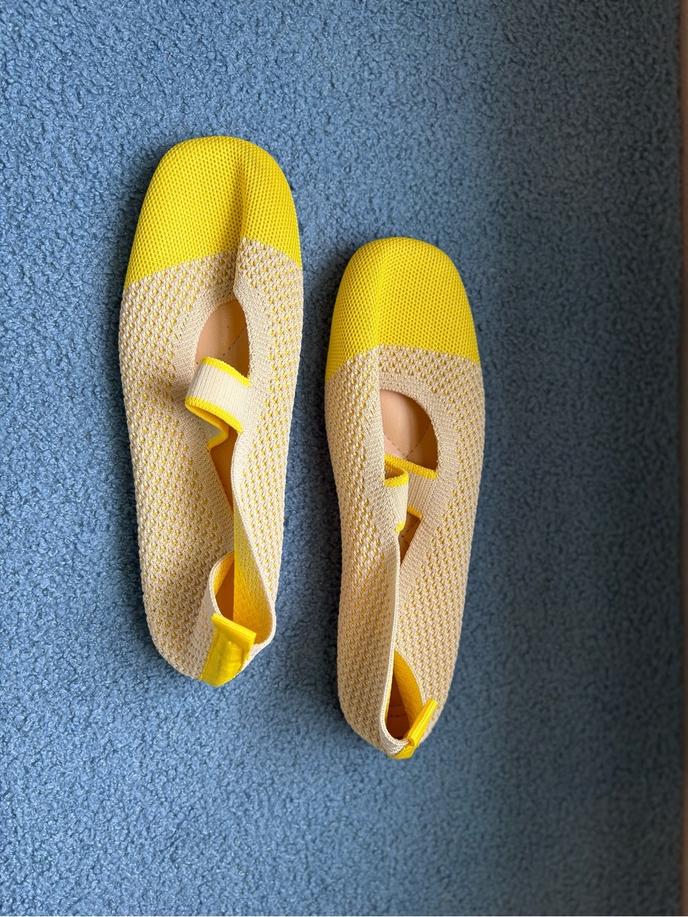 Yellow Knit Mary Jane Flats
